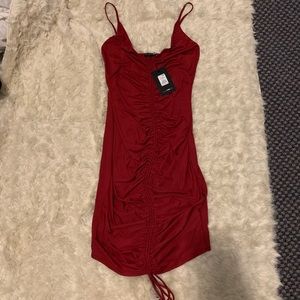 Fashion Nova Burgundy Shanghai Ruched Dress